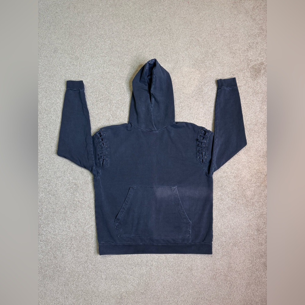 Urban Outfitters UO Laced Shoulder Pullover Hoodie Washed Black With Defect